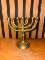 Vintage menora koper kandelaar, Ophalen of Verzenden, Koper of Brons