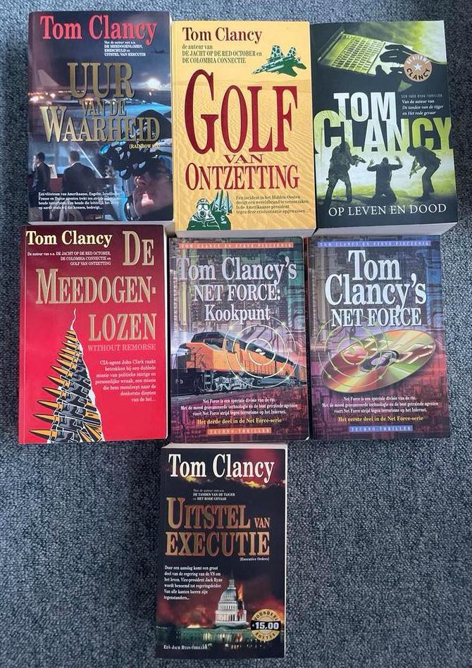 Tom Clancy 7 Boeken Collectie (aanbieding!!), Boeken, Thrillers, Gelezen, Nederland, Ophalen of Verzenden