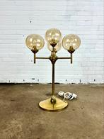 Prachtige vintage goud messing Tafellamp 5 glazen bollen, Overige materialen, Ophalen of Verzenden, Zo goed als nieuw, 50 tot 75 cm