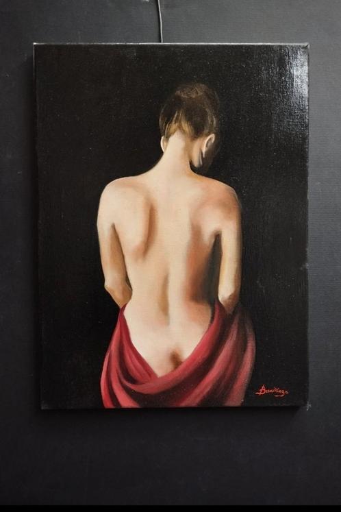 Olie schilderij op canvas de naakte vrouw, Antiek en Kunst, Kunst | Schilderijen | Klassiek, Ophalen of Verzenden