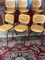 Schoolstoel kantinestoel houten zit stapelbaar koppelbaar, Ophalen, Gebruikt, Blauw, Vijf, Zes of meer stoelen