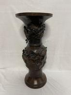 Bronzen Grote Japanse Vaas Meiji Periode 70 cm Hoog, Ophalen