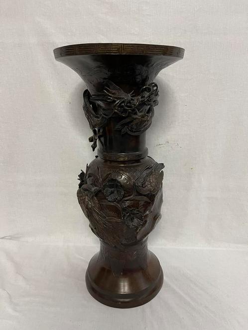 Bronzen Grote Japanse Vaas Meiji Periode 70 cm Hoog, Antiek en Kunst, Antiek | Koper en Brons, Ophalen