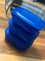 tupperware blauwe vierkante bakjes van 500ml 3 delig, Ophalen of Verzenden, Nieuw, Bak of Kom