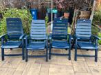 Vier blauwe Hartman verstelbare jardin stoelen in Boskoop, Tuin en Terras, Kunststof, Gebruikt, Ophalen, Verstelbaar