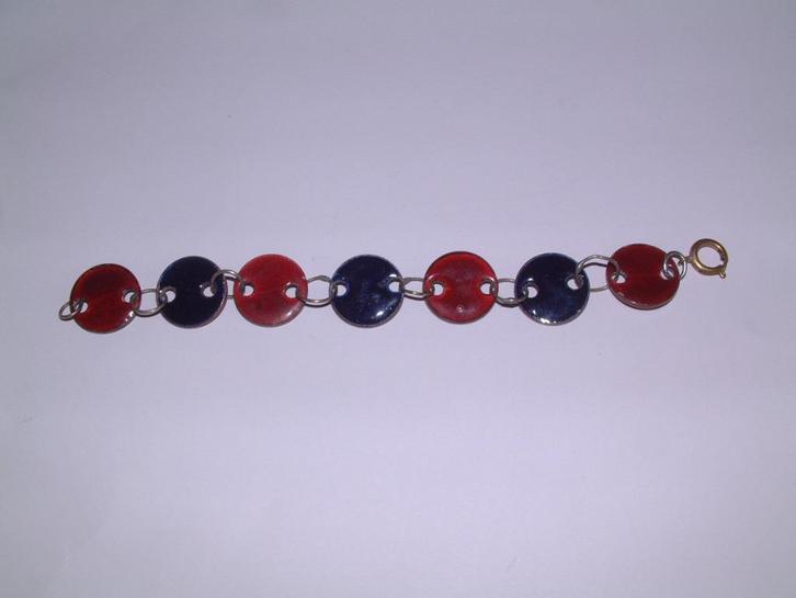 oude armband met geemailleerde centen, Sieraden, Tassen en Uiterlijk, Armbanden, Ophalen of Verzenden