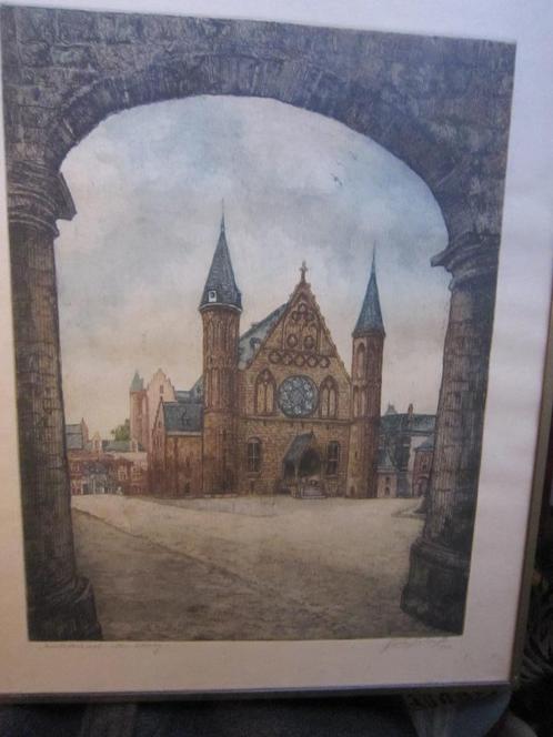 Ridderzaal den Haag, mooie gekl ets van Johan SCHERFT SCHEEN, Antiek en Kunst, Kunst | Etsen en Gravures, Ophalen of Verzenden