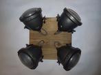 Industriele plafondlamp. 4 lamppunten met glas., Huis en Inrichting, Ophalen of Verzenden, Zo goed als nieuw, Glas, Industrieel