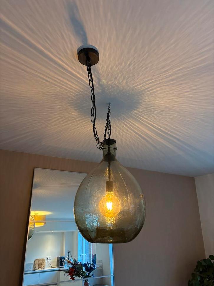 Donut Lamp - Eyecatcher!, Huis en Inrichting, Lampen | Hanglampen, Zo goed als nieuw, 50 tot 75 cm, Glas, Ophalen of Verzenden