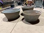 Grote zinken teilen (3 stuks), Tuin en Terras, Bloembakken en Plantenbakken, Ophalen, Gebruikt, Metaal, 30 tot 60 cm