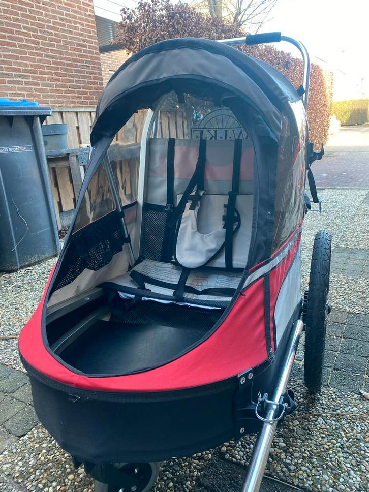 Wike Premium Double Fietskar, Fietsen en Brommers, Fietsaccessoires | Aanhangers en Karren, Gebruikt, Kinderkar, 20 tot 40 kg