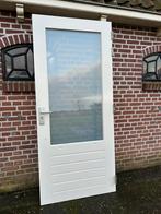 Zware hardhouten achterdeur 93x211,5cm., Ophalen, 80 tot 100 cm, 200 tot 215 cm, Glas