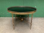 Salontafel zwart glas messing - vintage retro tafel rond, Ophalen, Gebruikt, 50 tot 100 cm, 50 tot 100 cm