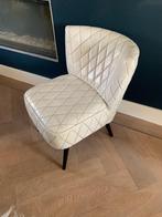 Fauteuil roomwit skai  op houten pootjes vintage, Ophalen, Gebruikt, Minder dan 75 cm, Vintage