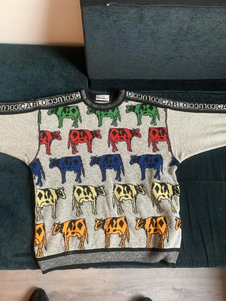 Carlo Colucci Trui - Koeien Design, Kleding | Heren, Truien en Vesten, Zo goed als nieuw, Overige maten, Overige kleuren, Ophalen of Verzenden