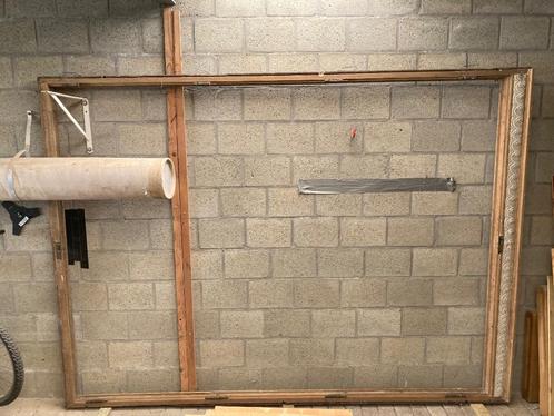 Eiken deur met glas in lood., Doe-het-zelf en Verbouw, Deuren en Horren, Gebruikt, Binnendeur, 215 cm of meer, 120 cm of meer