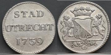 Mooie zilveren duit Stad Utrecht 1739 beschikbaar voor biedingen