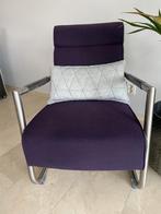 Paarse fauteuil met metalen frame merk XOON, Gebruikt, Overige kleuren, Leer, Ophalen of Verzenden