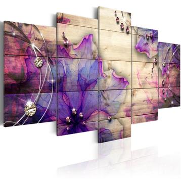 443 Abstract Paars Art 5 Luik Canvas Schilderij 200x100cm beschikbaar voor biedingen
