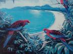 Drie mooie ingelijste vintage prenten met vogels 26-61 cm., Antiek en Kunst, Ophalen of Verzenden