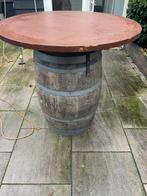 Sta-tafel van biervat met houten blad, Tuin en Terras, Ophalen, Gebruikt, Rond, Hout