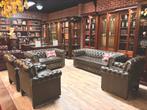 Originele chesterfield set chocolade bruin