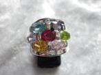 Mooie Aparte Brede Zilveren Ring - diverse kleuren stenen, Verzenden, Zilver, Ring, Met edelsteen