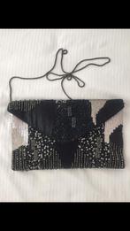 Luxe avondtasje met ketting zwart combi met kraaltjes., Ophalen of Verzenden, Zo goed als nieuw, Zwart, Avondtasje
