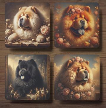 Chow Chow Barok onderzetters met houder beschikbaar voor biedingen