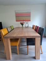 Eettafel massief eikenhout 200x100 whitewash, Ophalen, Zo goed als nieuw