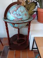 Globebar Wereldbol drankbar eucalyptushout blauw., Ophalen