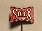 Metalen SOLEX Bromfiets Merk Speld (Oranje/Metaalkleur)., Verzamelen, Speldjes, Pins en Buttons, Verzenden, Zo goed als nieuw