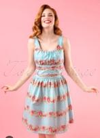 Voodoo Vixen vintage flare floral roses  summer dress, Blauw, Voodoo Vixen, Maat 42/44 (L), Ophalen of Verzenden