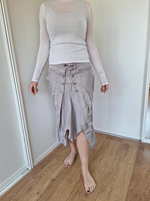 Rok Marithé François Girbaud maat L lichtgrijs, Kleding | Dames, Rokken, Zo goed als nieuw, Maat 42/44 (L), Grijs, Onder de knie