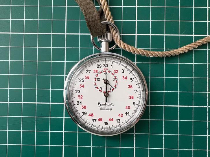 Hanhart stopwatch vintage jaren 60, Sieraden, Tassen en Uiterlijk, Horloges | Antiek, Overige merken, Staal, 1960 of later, Ophalen of Verzenden