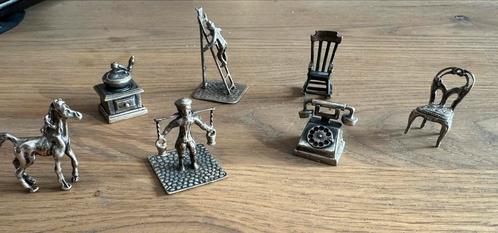 7 miniatuur zilver telefoon paard stoel koffiemolen juk trap, Antiek en Kunst, Antiek | Goud en Zilver, Zilver, Ophalen of Verzenden