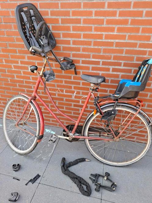 Damesfiets, oud model, kinderstoeltjes, nieuw slot,, Fietsen en Brommers, Fietsen | Dames | Moederfietsen, Gebruikt, Overige merken