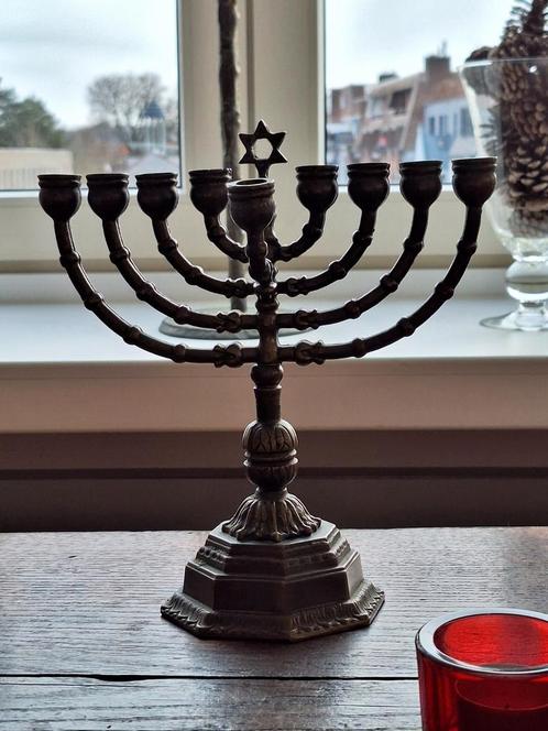 Menora Chanukia joods jodendom joodse kandelaar brons antiek, Antiek en Kunst, Antiek | Kandelaars, Ophalen of Verzenden