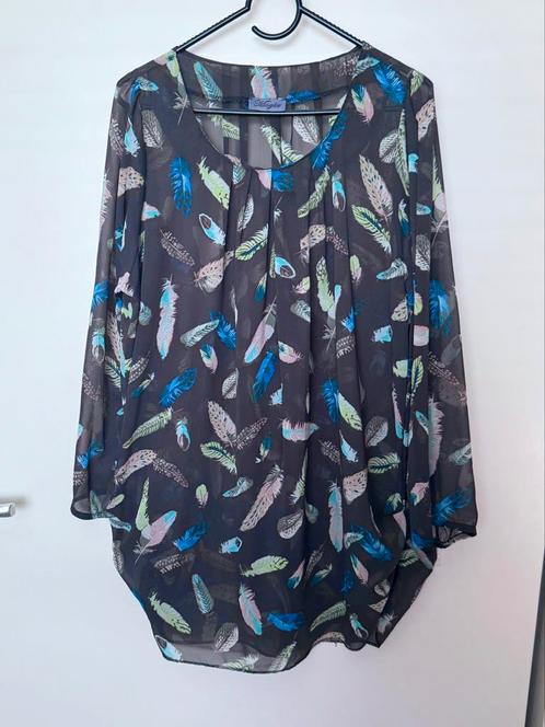 Bruin tuniek met veertjes xl, Kleding | Dames, Blouses en Tunieken, Zo goed als nieuw, Maat 42/44 (L), Bruin, Ophalen of Verzenden