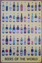 Beers of the world bier reclamebord van metaal wandbord, Nieuw, Reclamebord, Ophalen of Verzenden