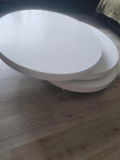 Witte ronde salontafel, Huis en Inrichting, Tafels | Salontafels, Zo goed als nieuw, Minder dan 50 cm, 50 tot 100 cm, 50 tot 100 cm
