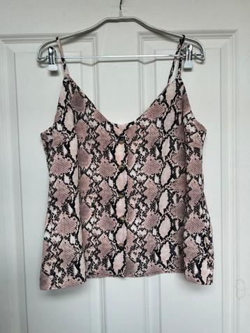 Only Top Maat 40 Beige Roze Spaghettibandjes Slangenprint