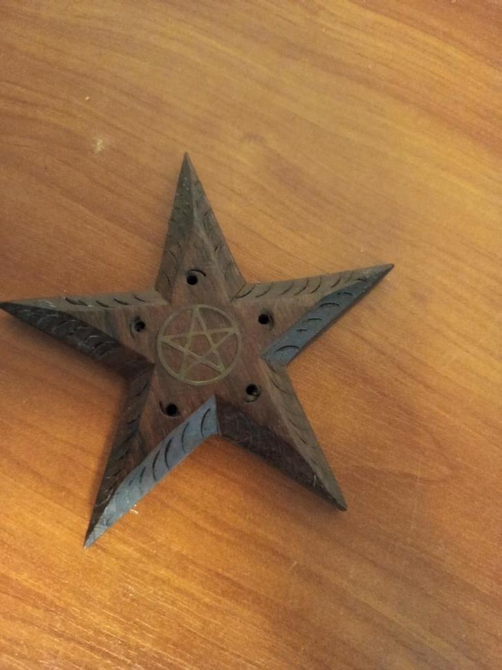 Houten Wierookbrander Pentagram, Huis en Inrichting, Woonaccessoires | Schalen en Manden, Ophalen of Verzenden