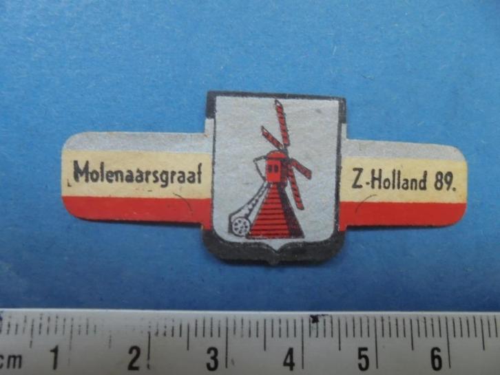 Oude sigarenband stadswapen MOLENAARSGRAAF, Verzamelen, Rookartikelen, Aanstekers en Luciferdoosjes, Zo goed als nieuw, Sigarenbandjes