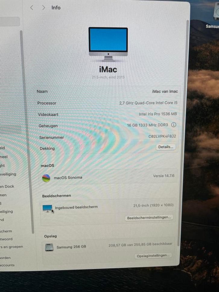 iMac 21.5-inch (2013) met toetsenbord en muis, Computers en Software, Apple Desktops, Gebruikt, iMac, SSD, 2 tot 3 Ghz, 16 GB