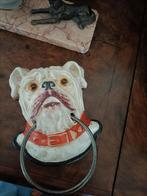 Gietijzeren bulldog handoekring, wandhanger voor hondenriem, Antiek en Kunst, Ophalen of Verzenden