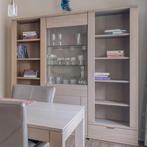 Woonkamerkast in 3 delen met vitrine - blank hout, Ophalen, 25 tot 50 cm
