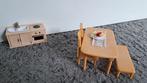 Poppenhuis meubeltjes keuken tafel gasfornuis, Verzamelen, Ophalen, Gebruikt, Poppenhuis
