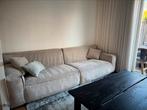 Bank Goossens (JIM) beige ribstof 2x 1,5 zits, Huis en Inrichting, Ophalen, 250 tot 300 cm, Gebruikt, 100 tot 125 cm