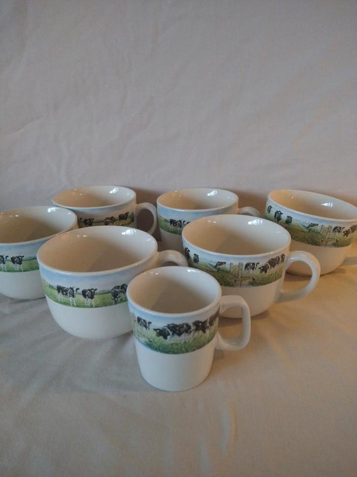 6 x soepkom en 1x mok Wiebe van der Zee, Huis en Inrichting, Keuken | Servies, Gebruikt, Kop(pen) en/of Schotel(s), Boerenbont